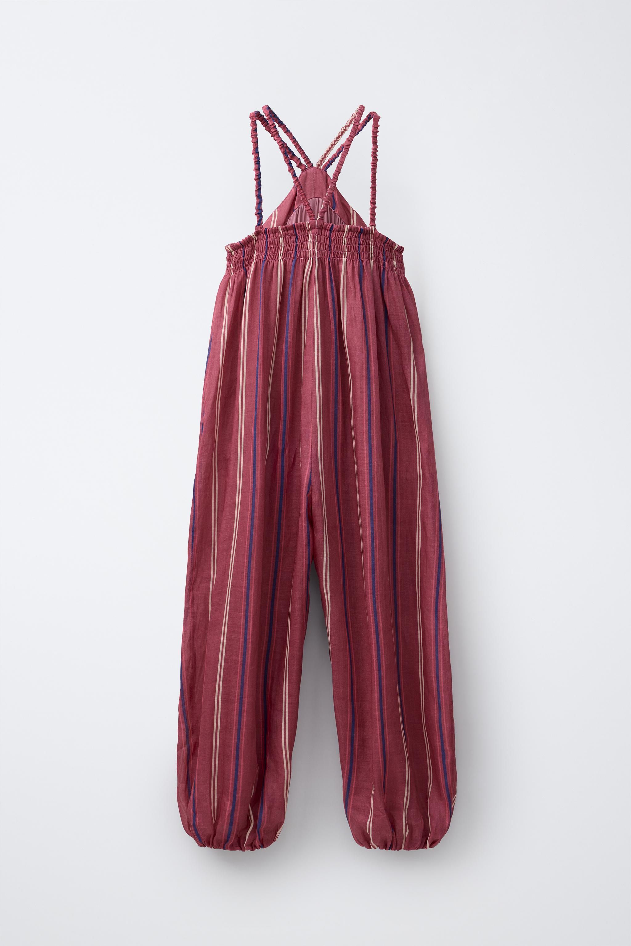 100% RAMIE STRIPED JUMPSUIT